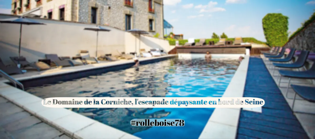 Piscine extérieure du Domaine de la Corniche à Rolleboise, en bord de Seine
